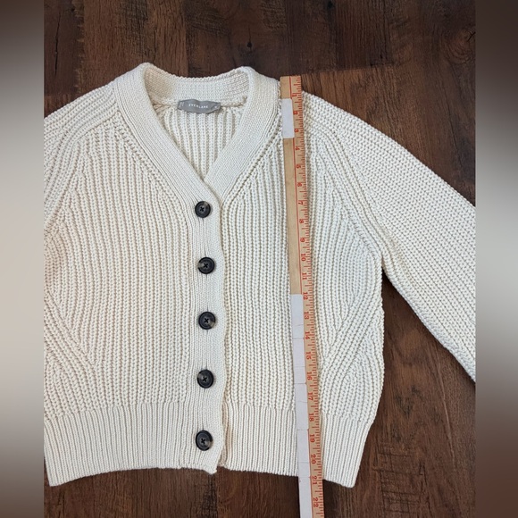Everlane The Texture Cotton Cardigan Ivory Women’s Size M Cotton Blend button up - Picture 7 of 16